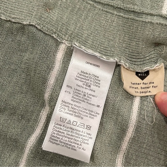 Madewell Stripe Marlton Side-Button Sage Green Oversized Cardigan Sweater Size M - Picture 5 of 9